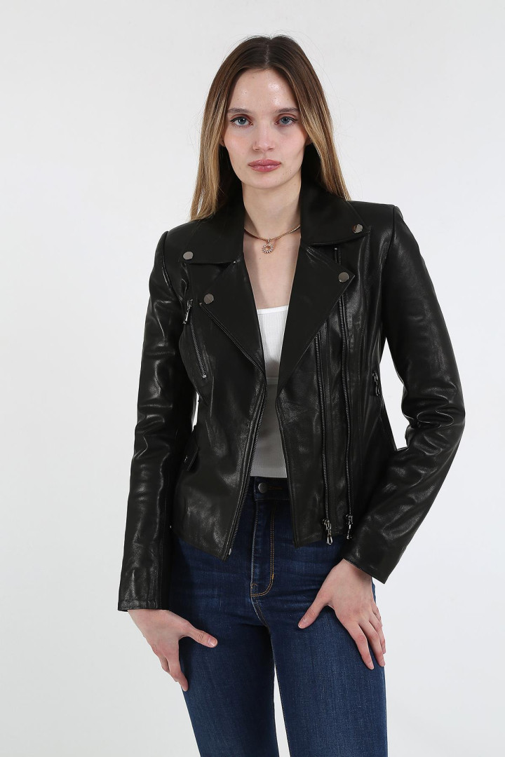 

Кожаная куртка женская Derins DKA01202_S черная 2XL (товары доставляются из-за рубежа), DKA01202_S