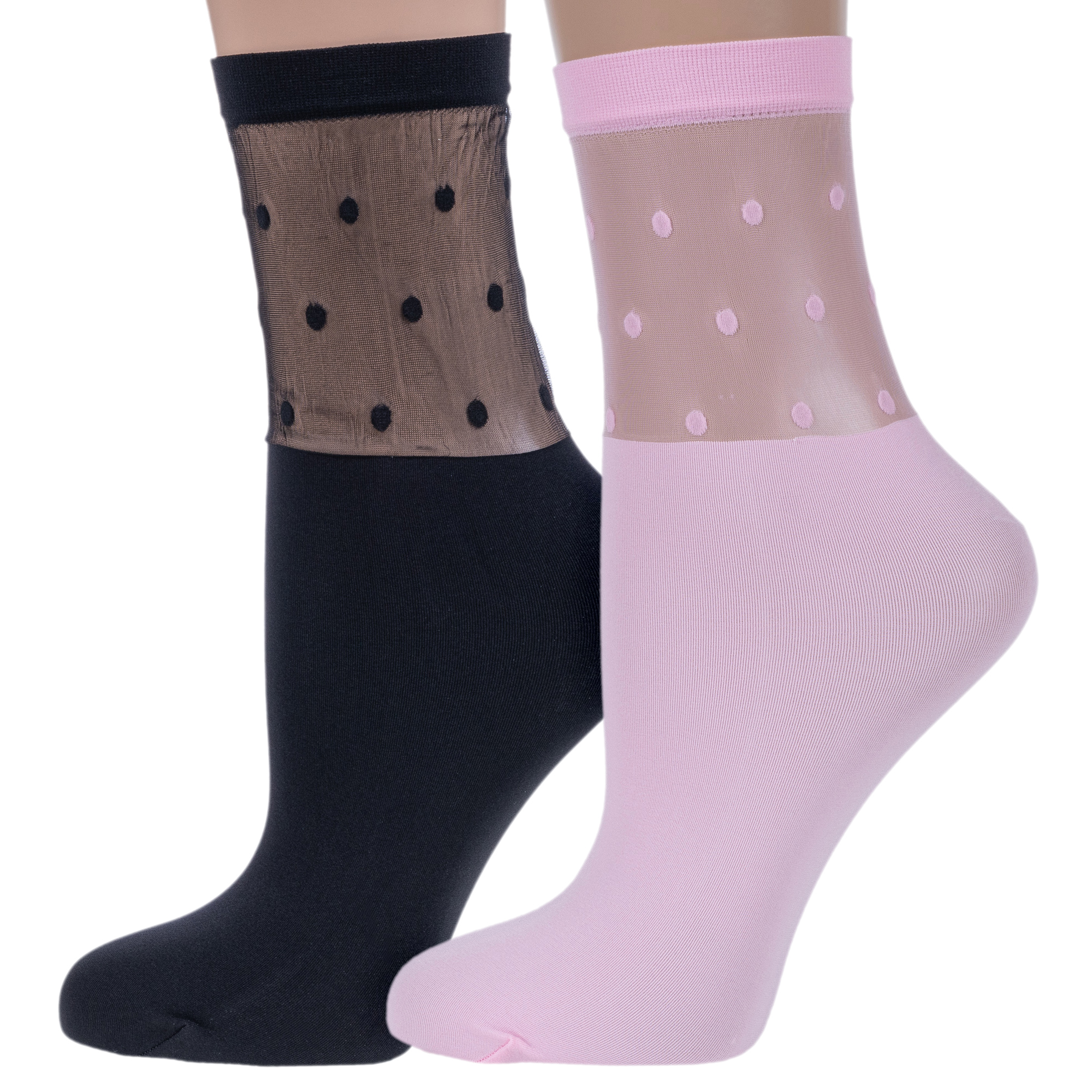 Комплект носков женские NOSMAG 2-19С-29СП черных; розовых; прозрачных 23-25