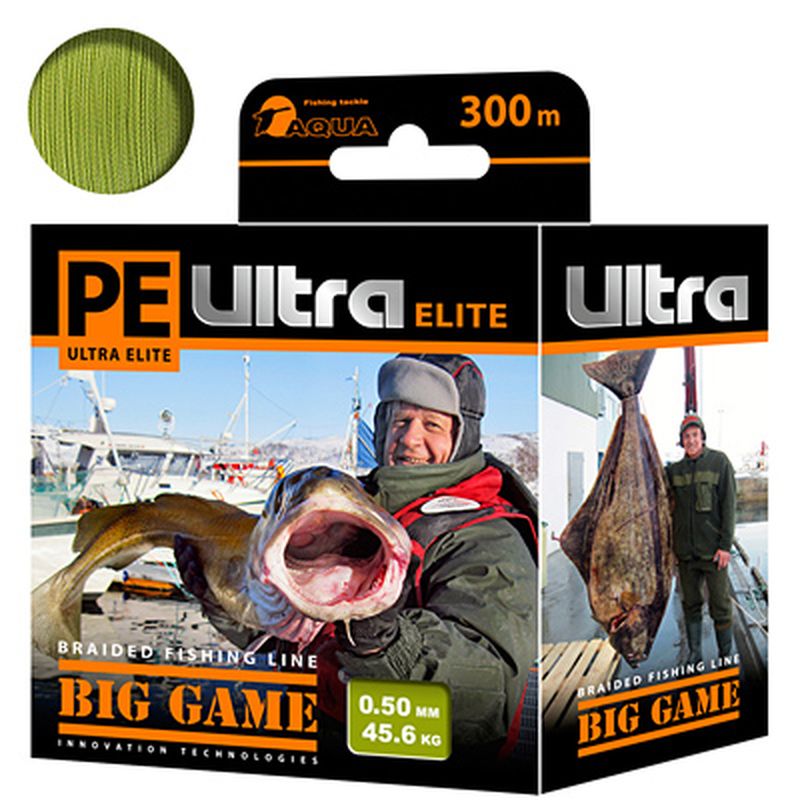 Плетеный шнур AQUA PE ULTRA ELITE BIG GAME, 300 м