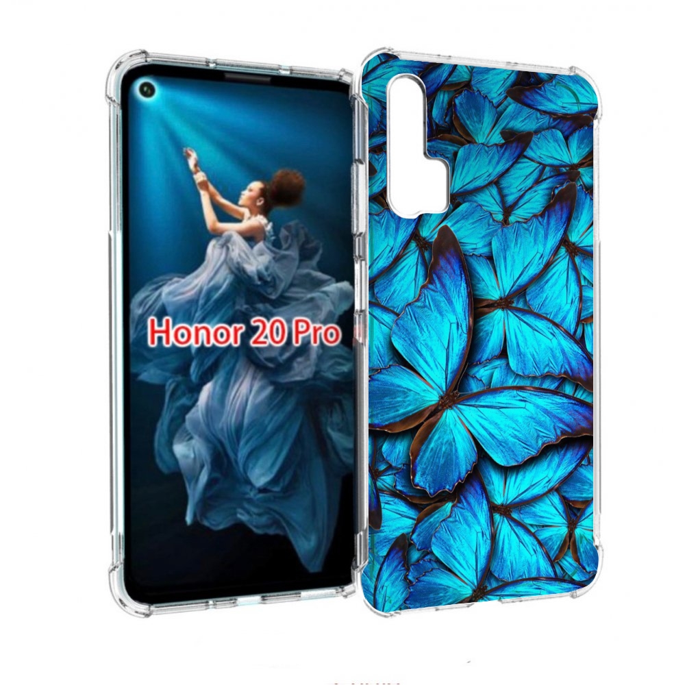 

Чехол бампер MyPads бирюзовые бабочки для Honor 20 Pro противоуд, Прозрачный, Tocco