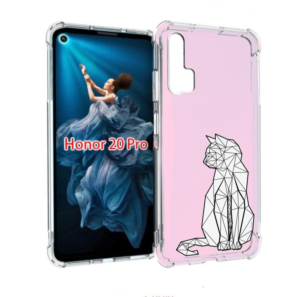 

Чехол бампер MyPads белый котик с гранями для Honor 20 Pro проти, Прозрачный, Tocco