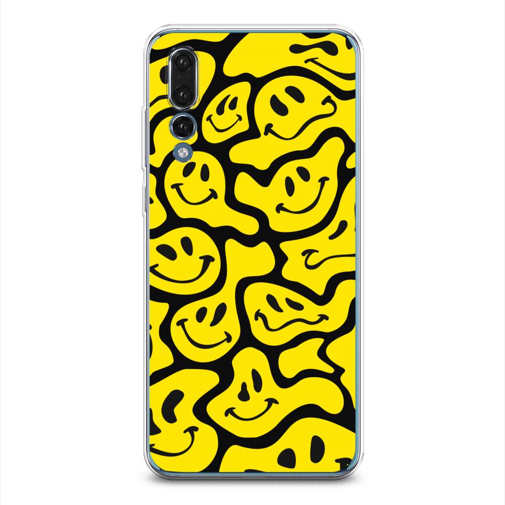 

Чехол на Huawei P20 Pro "Расплывчатые смайлики желтые", Черный;желтый, 65050-6