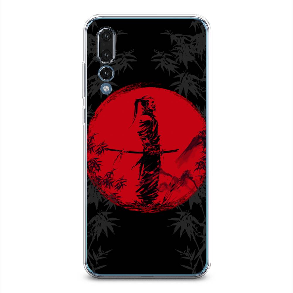 

Чехол на Huawei P20 Pro "Самурай на красном фоне", Черный;красный;серый, 65050-4