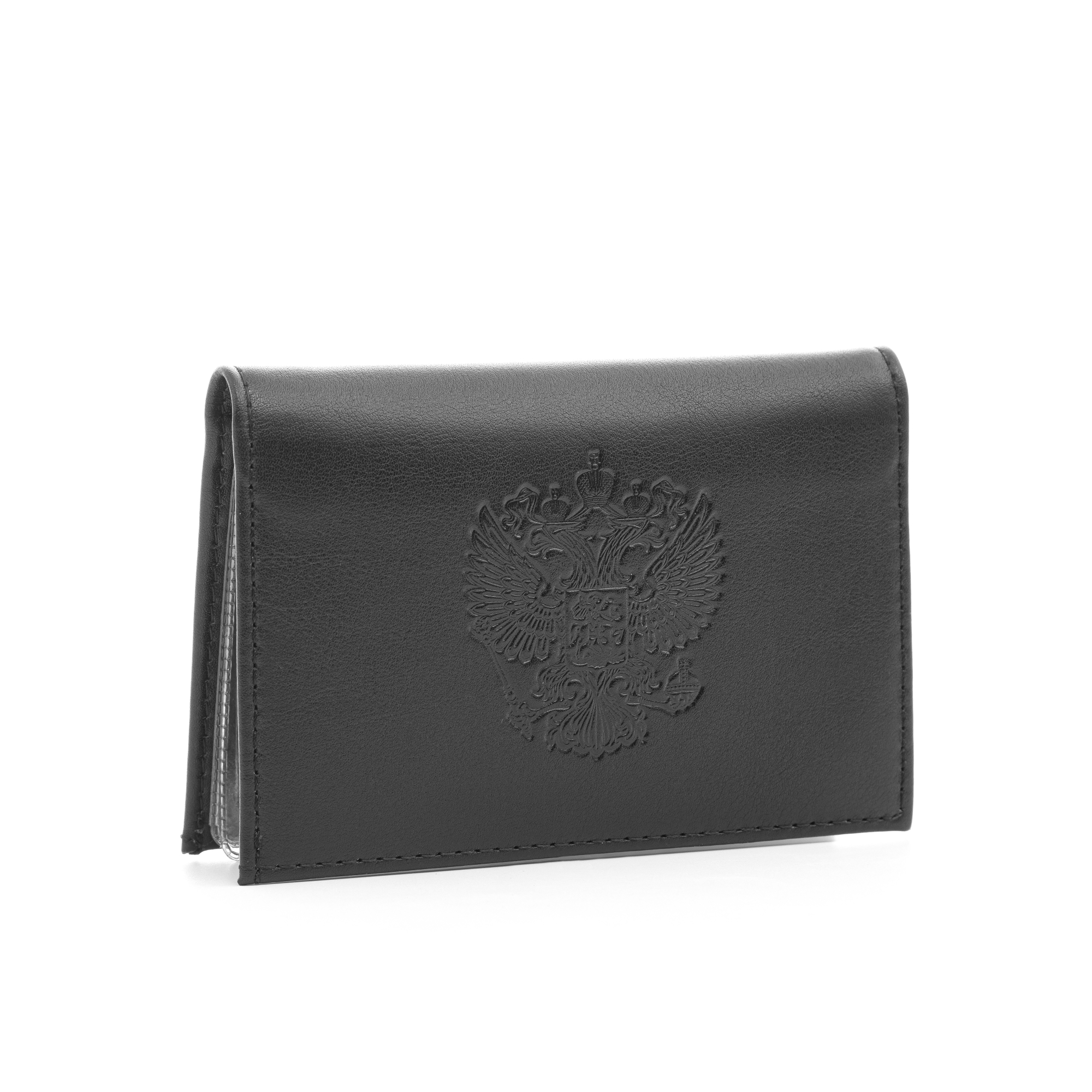 Обложка для автодокументов и удостоверения мужская Лубянка Герб России с жетоном черная