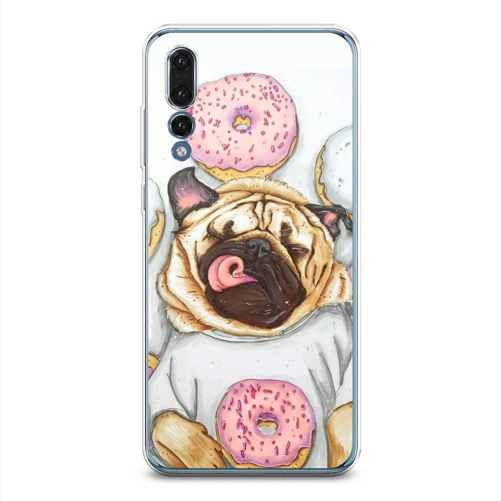 

Чехол на Huawei P20 Pro "Счастливый мопс", Розовый;бежевый;коричневый, 65050-1