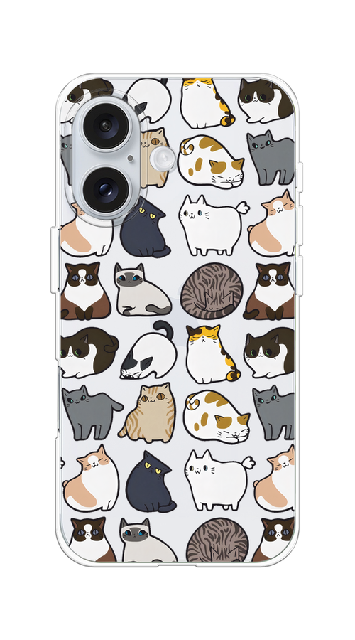 

Чехол на Apple iPhone 16 "Милые котики", Прозрачный;белый;серый, 16050-1