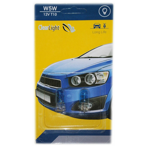 фото Лампа w5w t10 12v синяя (блистер 2 шт.) clearlight