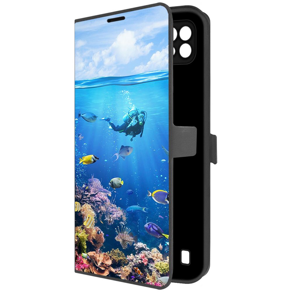 

Чехол-книжка Krutoff Eco Book для Realme C21 Австралия, Большой Барьерный Риф (черный)