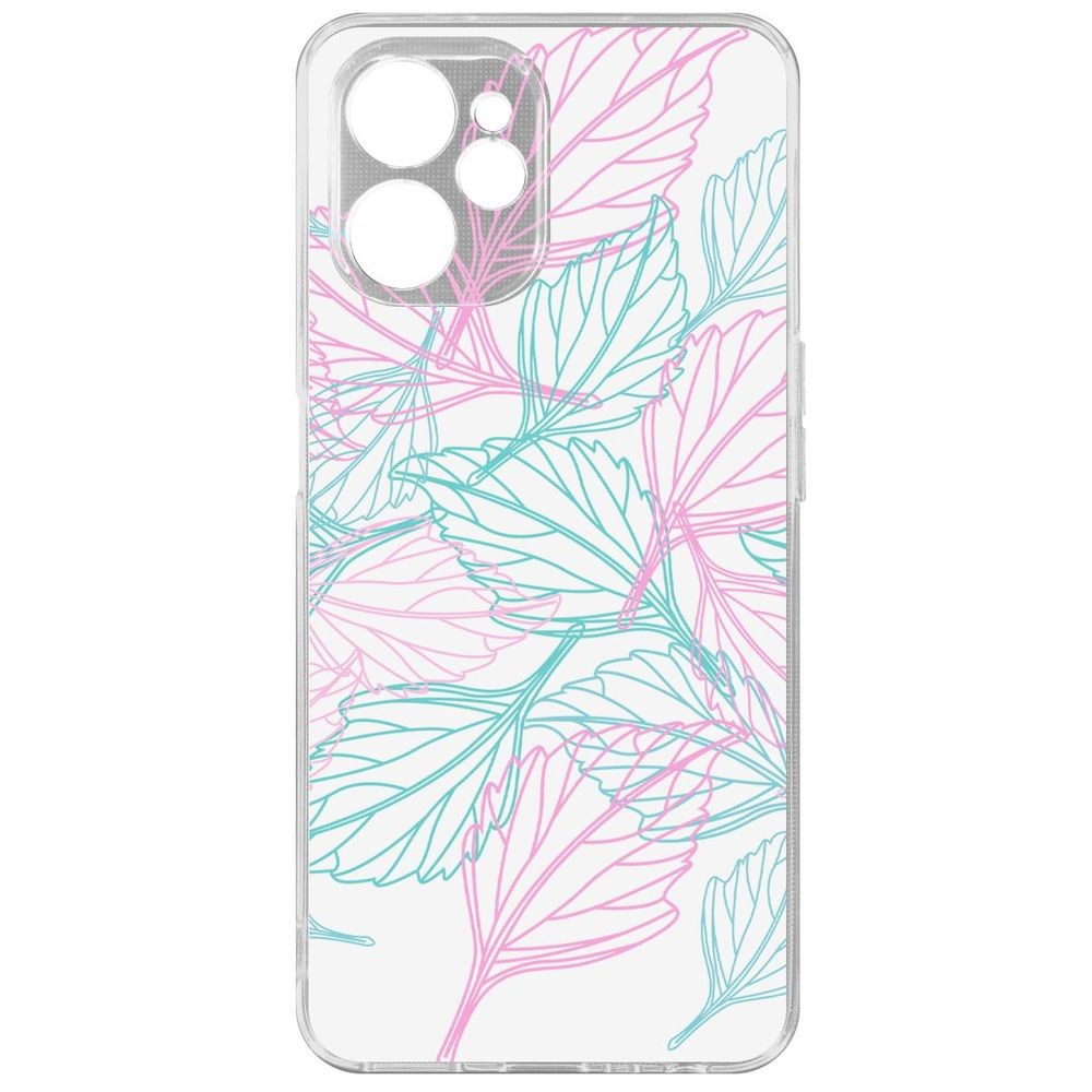 

Чехол Листья паттерн для Realme 10 5G, Прозрачный