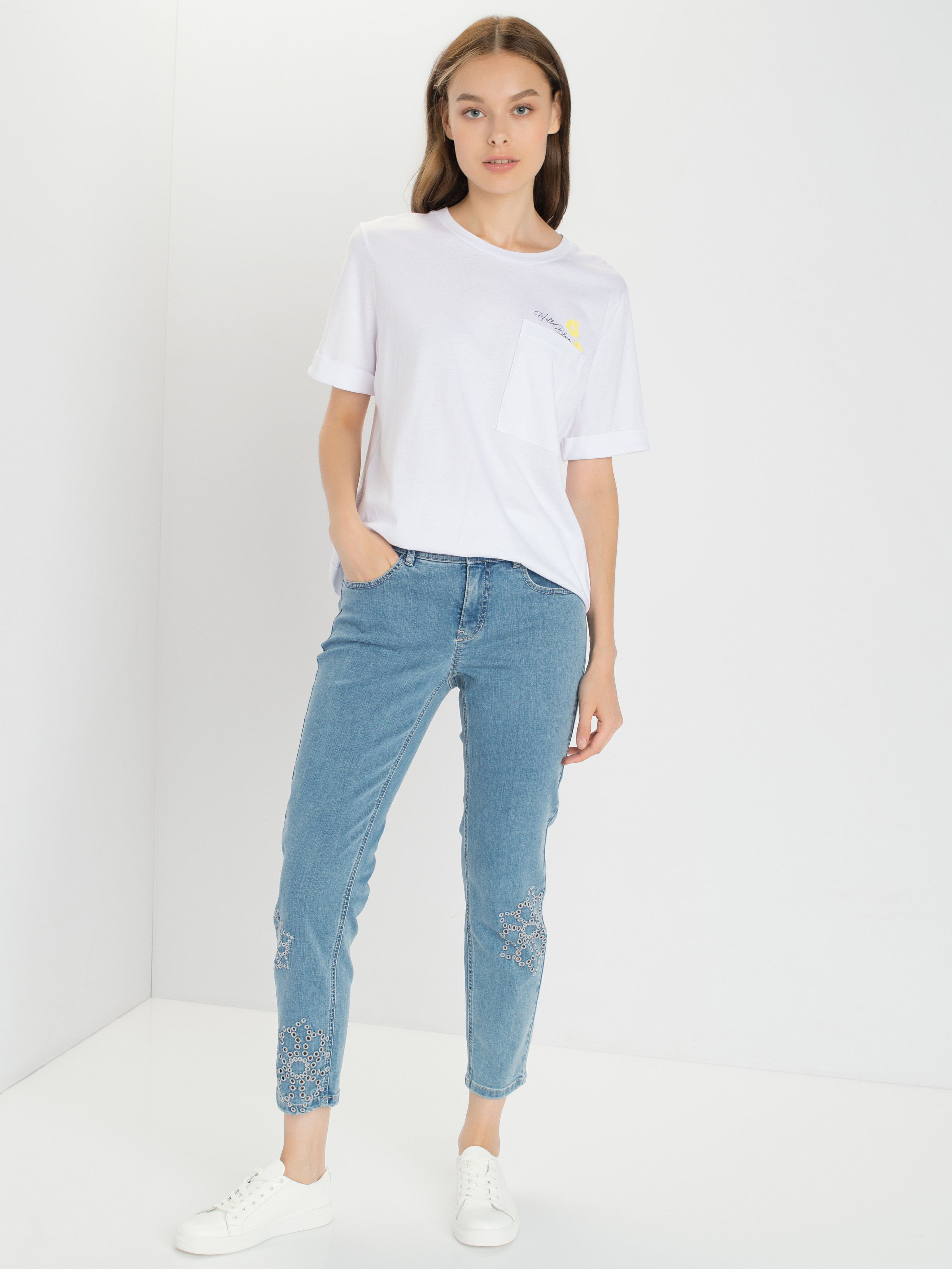

Футболка женская TAIFUN by GERRY WEBER 171019-16121-9602 белая 44, 171019-16121-9602