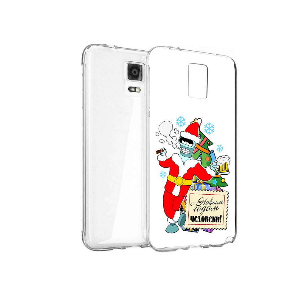 

Чехол MyPads Tocco для Samsung Galaxy Note 4 С новым годом человеки, Прозрачный, Tocco