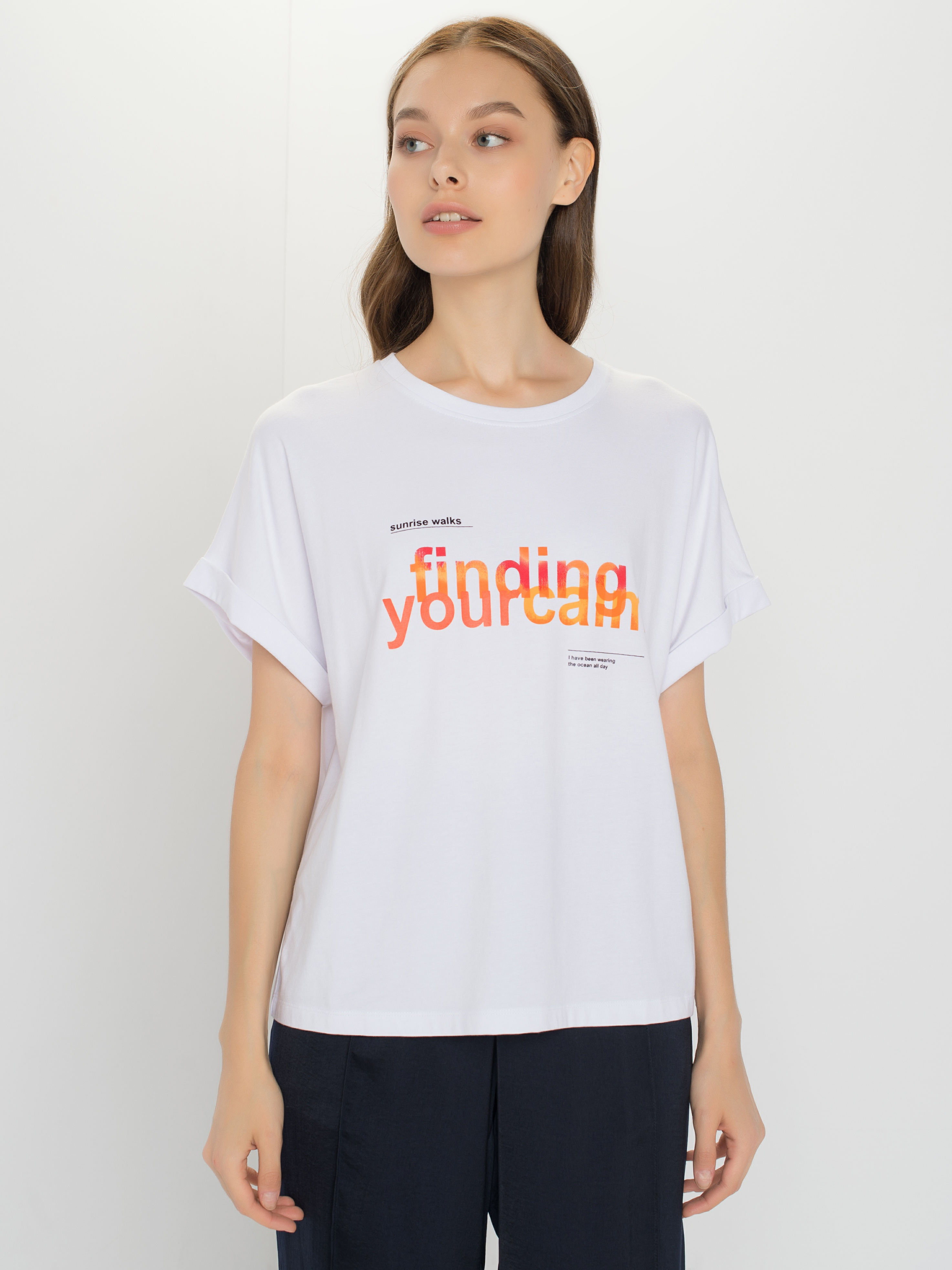 

Футболка женская TAIFUN by GERRY WEBER 171009-16109-9602 белая 46, 171009-16109-9602
