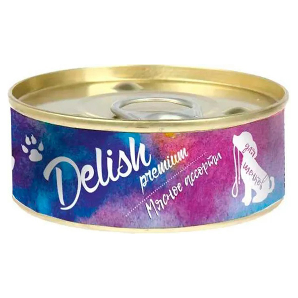 Консервы для собак Delish с мясным ассорти, 24 шт по 100 г