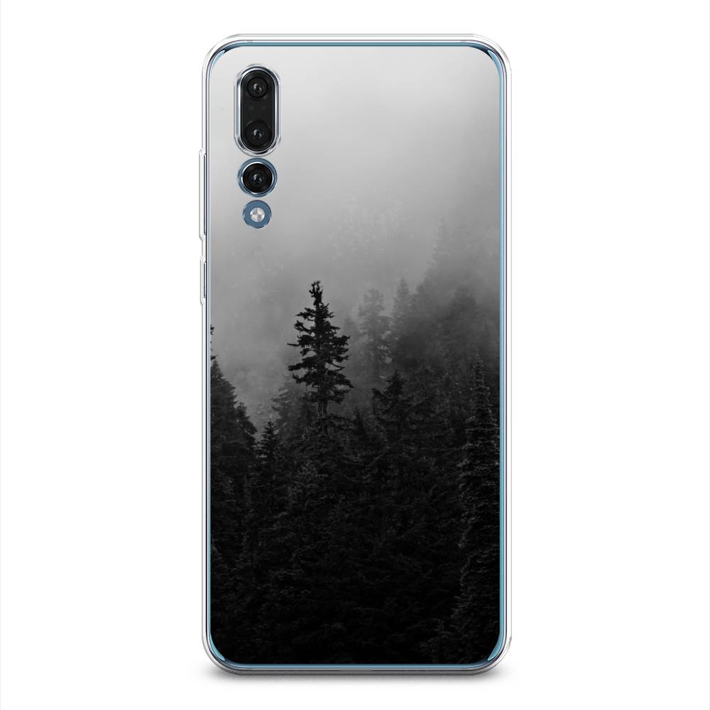 

Чехол на Huawei P20 Pro "Туманный лес", Серый;черный, 65050-2