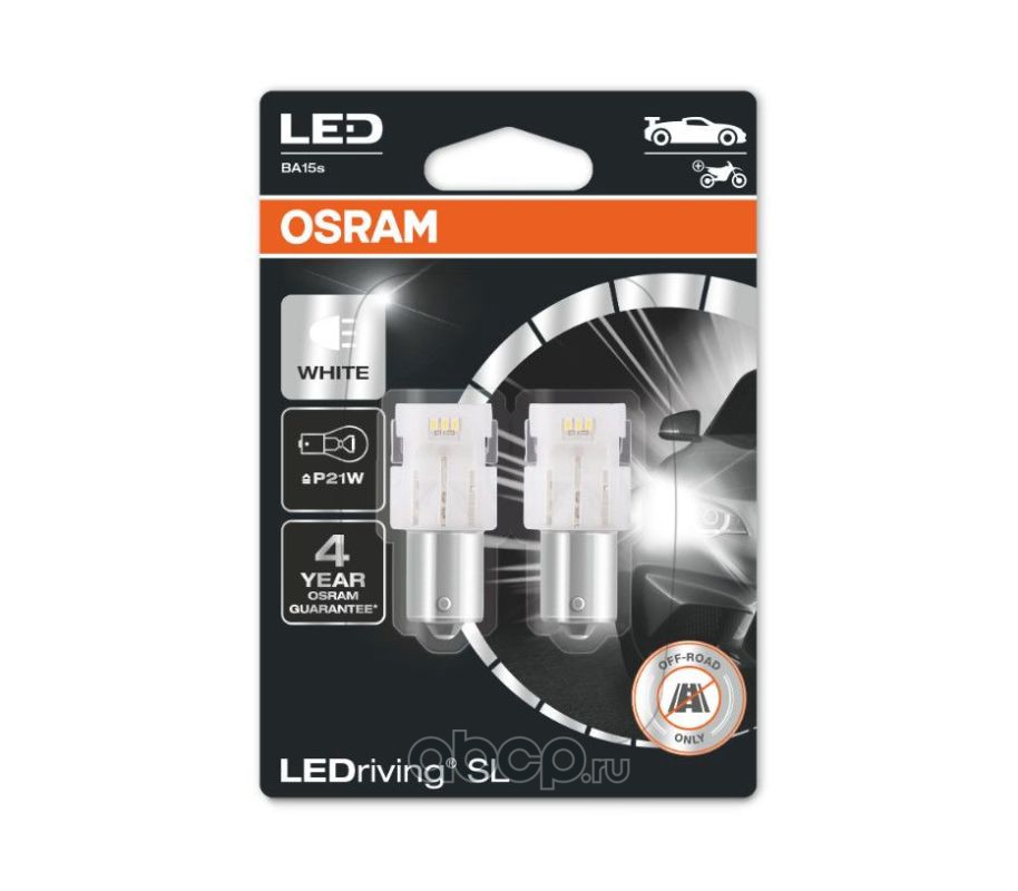 фото Лампа osram p21w 12v 1,9w ledriving, 2шт. блистер 7506dwp02b