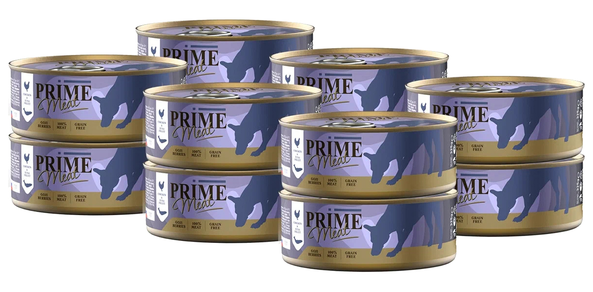 

PRIME MEAT PRIME MEAT DOG GRAIN FREE беззерновые для взрослых собак с курицей и тунцом в ж