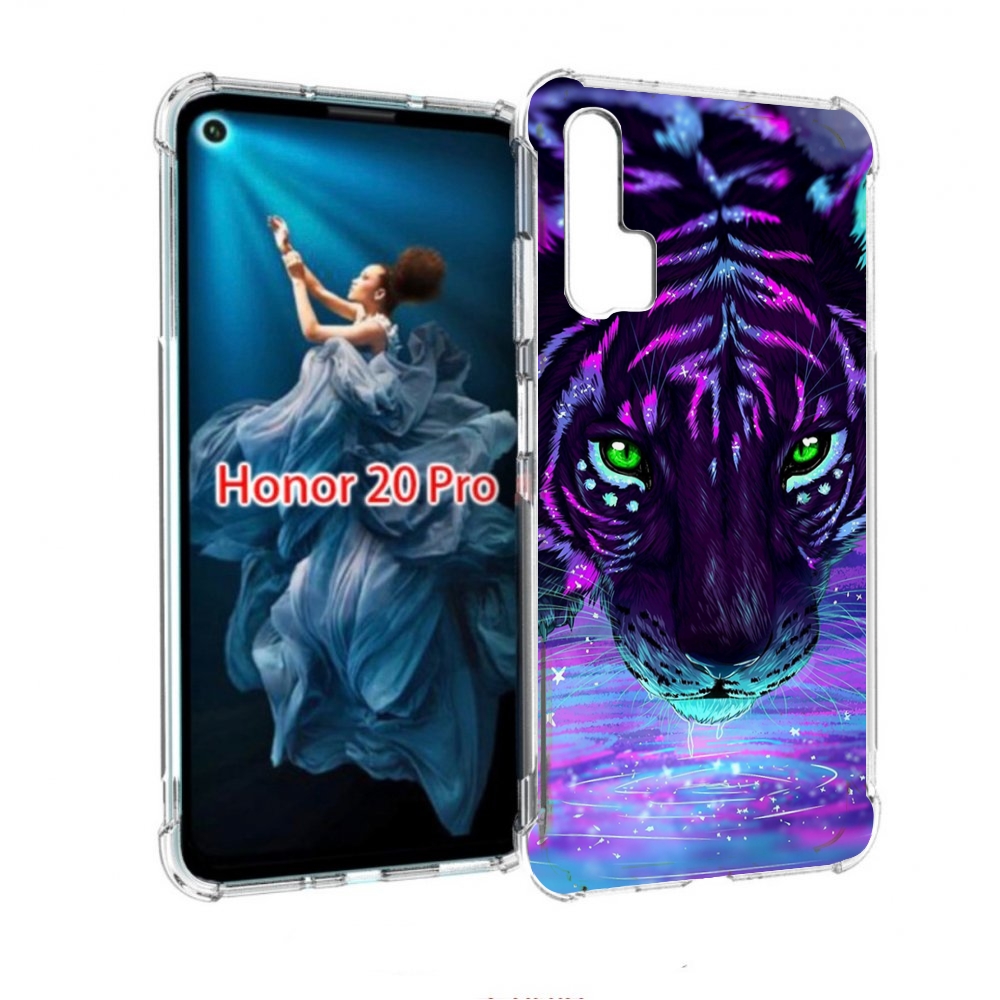 

Чехол бампер MyPads Тигр-неон для Honor 20 Pro противоударный, Прозрачный, Tocco