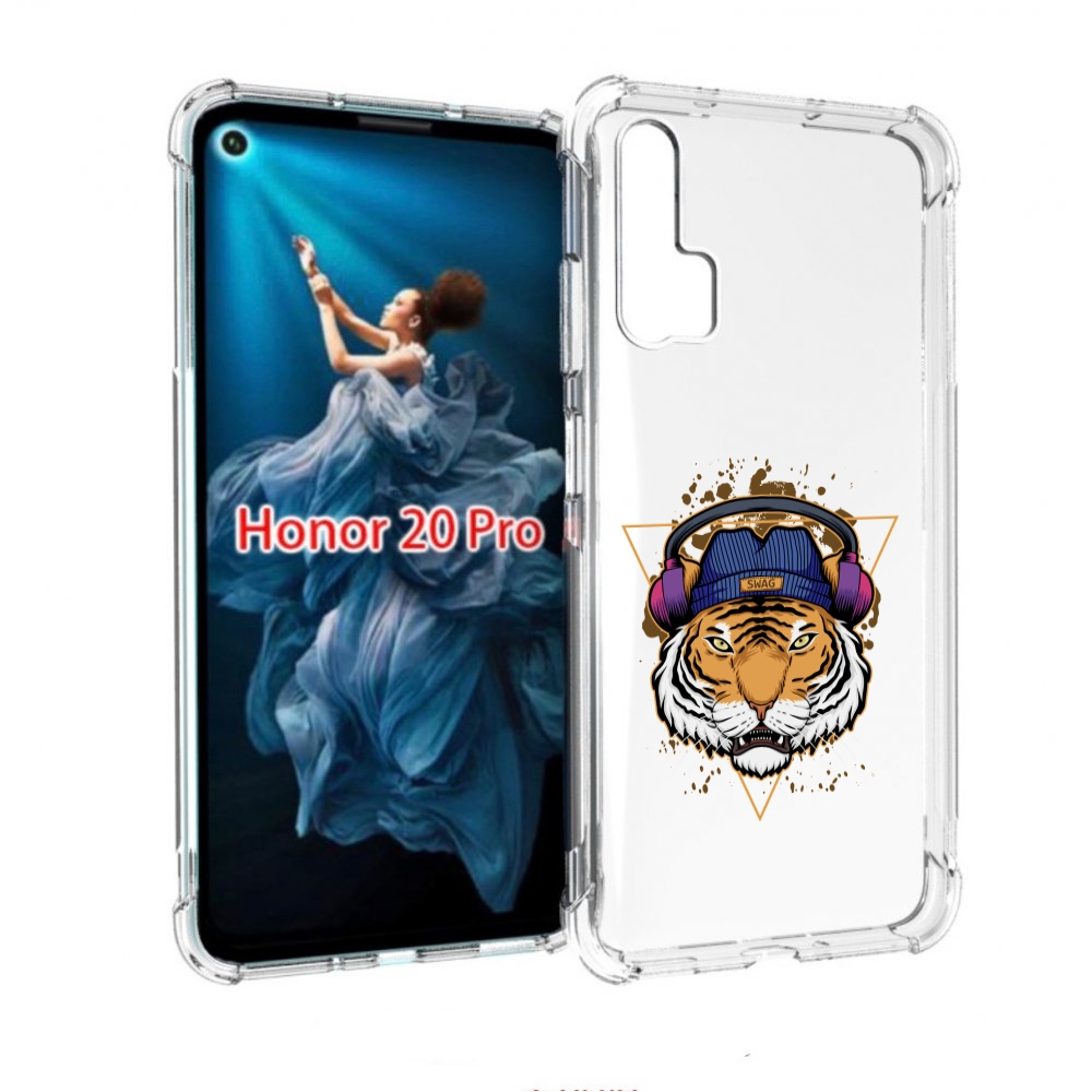 

Чехол бампер MyPads Тигр-Свэг для Honor 20 Pro противоударный, Прозрачный, Tocco