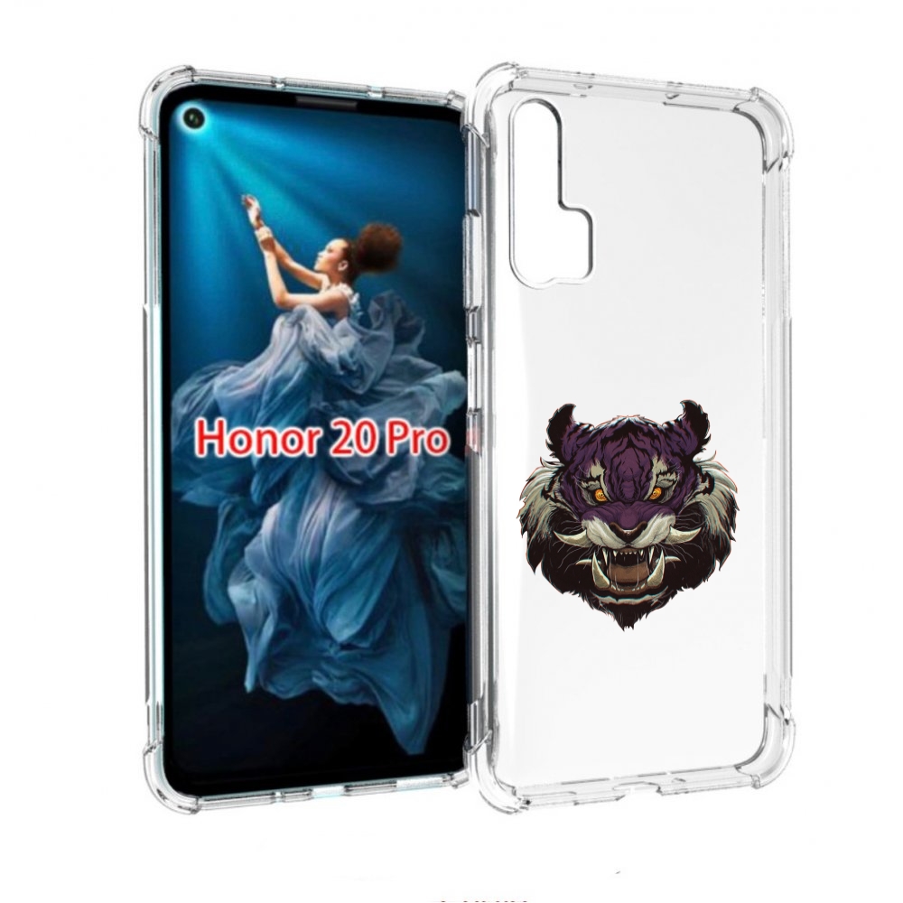 

Чехол бампер MyPads Страшный-тигр для Honor 20 Pro противоударный, Прозрачный, Tocco