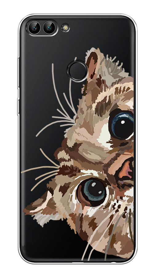 

Чехол на Huawei Y9 2018 "Любопытный кот", Коричневый;синий;черный, 64950-1