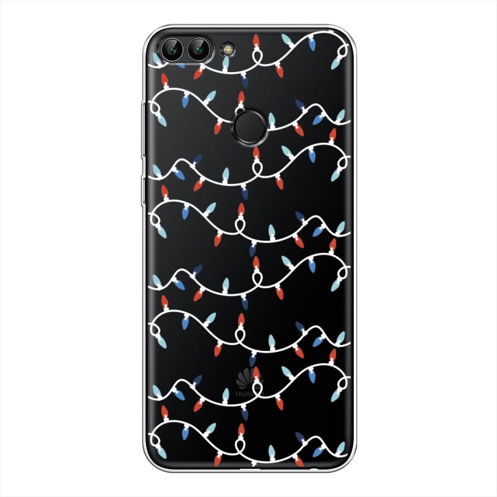 

Чехол для Huawei Y9 2018 "Разноцветная гирлянда", Белый;красный;синий, 64950-5