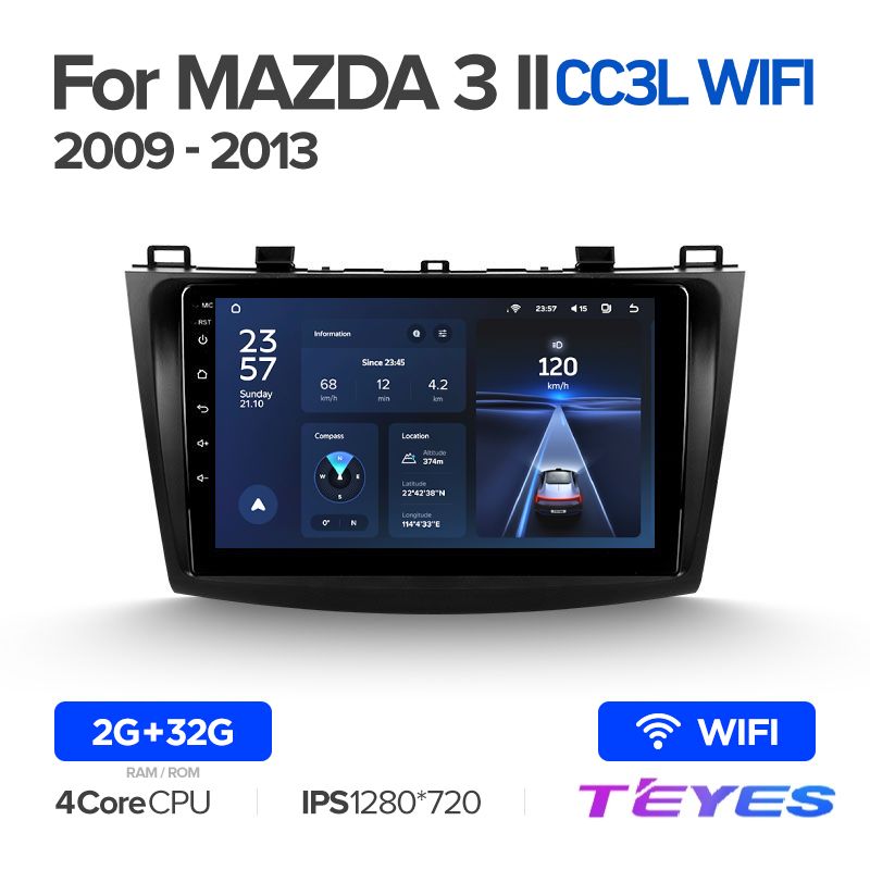 

Магнитола Teyes CC3L Wi-Fi 2/32 9" для Mazda 3 2 2009-2013, CC3L Wi-Fi 2/32 9"