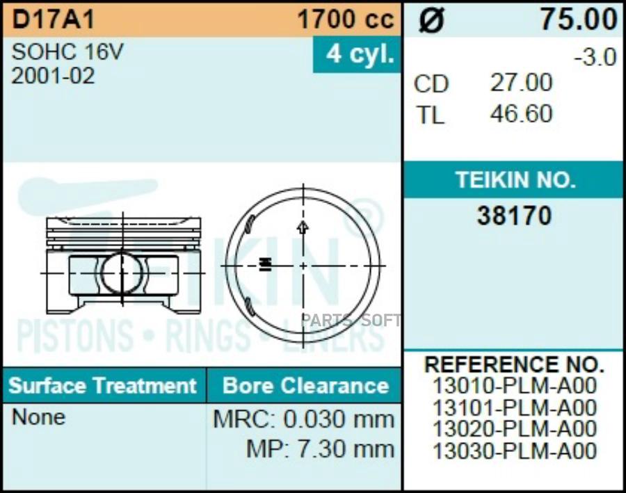 

Поршни +0.50 TEIKIN арт. 381700.50