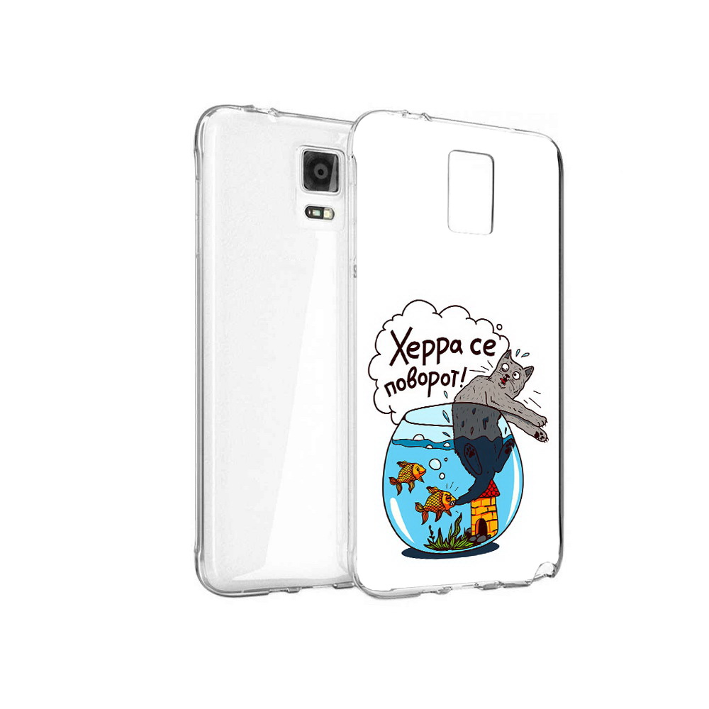 

Чехол MyPads Tocco для Samsung Galaxy Note 4 Рыбы с котом, Прозрачный, Tocco