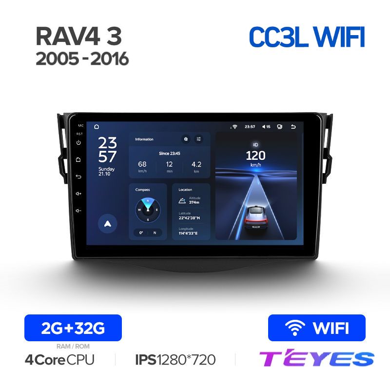

Магнитола Teyes CC3L Wi-Fi 2/32 9" для Toyota RAV4 3 XA30 2005-2016 (Тип F1), CC3L Wi-Fi 2/32 9"