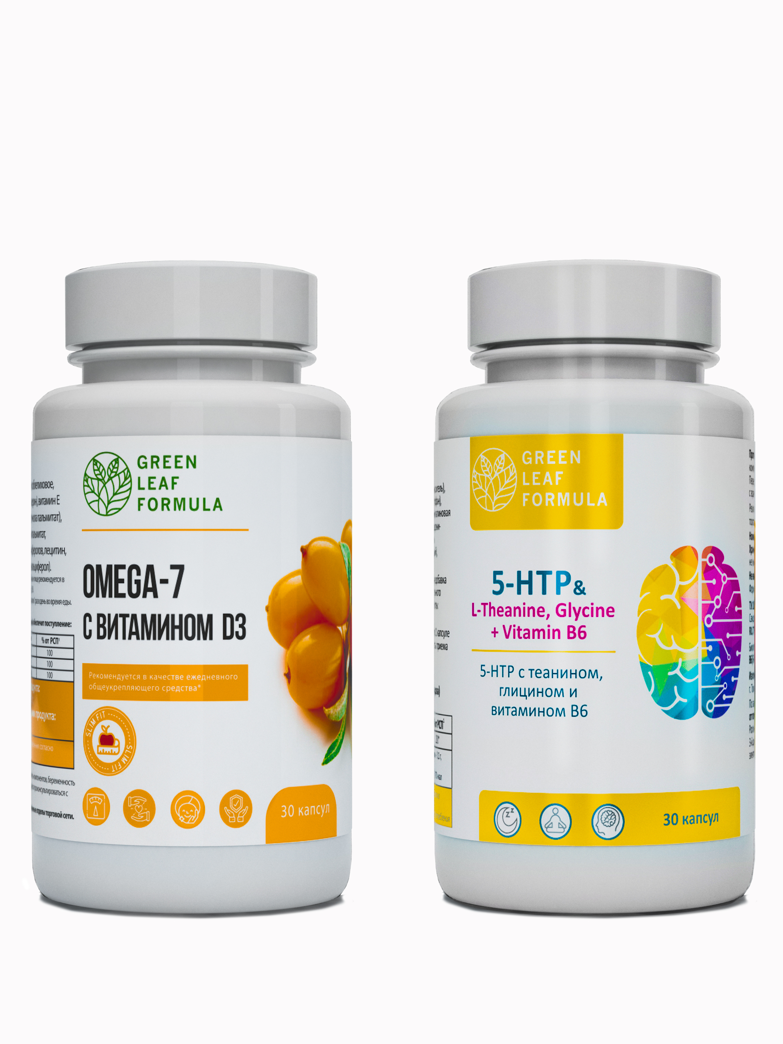 

Омега-7 c витамином D3 и 5-HTP для поднятия настроения Green Leaf Formula капсулы 60 шт., Омега 7