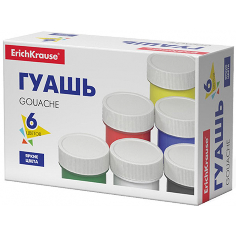 Гуашь ErichKrause Basic 6 цв., 17мл, 50543, (2шт.)