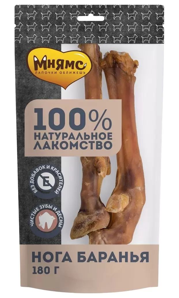 

Лакомство для собак Мнямс нога баранья сушеная, 4 шт по 180 г