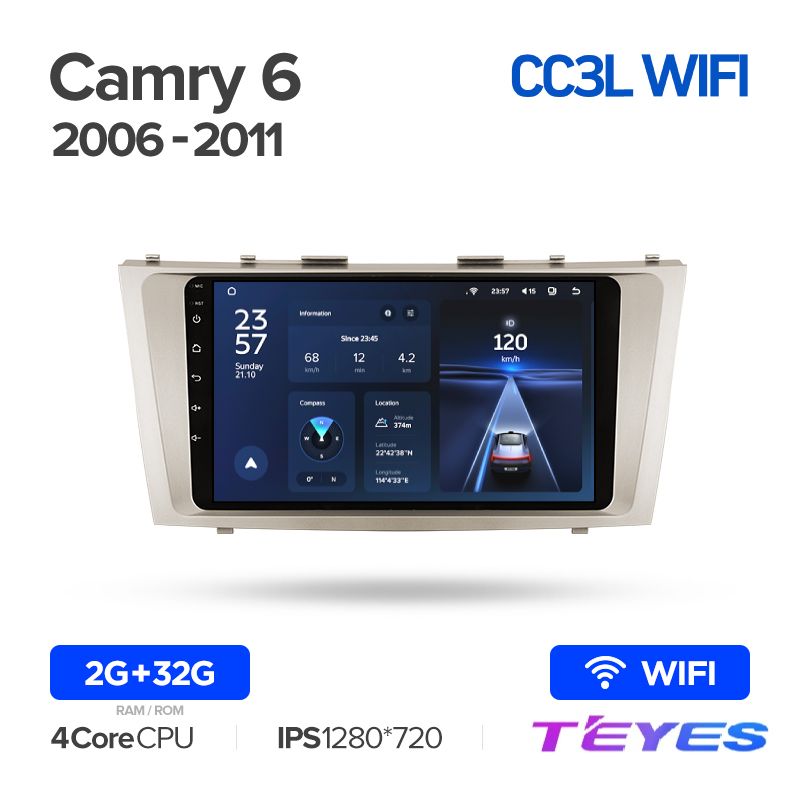 

Магнитола Teyes CC3L Wi-Fi 2/32 9" для Toyota Camry 6 XV 40 50 2006-2011 (Тип F1), CC3L Wi-Fi 2/32 9"