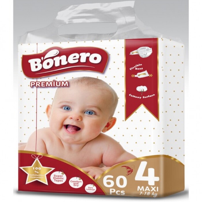 Подгузники детские BONERO Maxi №4 (от 7 до 18 кг) 60 шт.