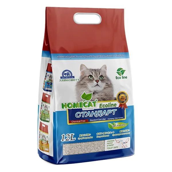 

Комкующийся наполнитель HOMECAT Ecoline Стандарт соевый, 4 шт по 12 л