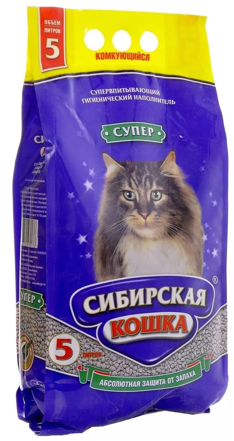 

Впитывающий наполнитель Сибирская кошка Супер бентонитовый, 2 шт по 5 л