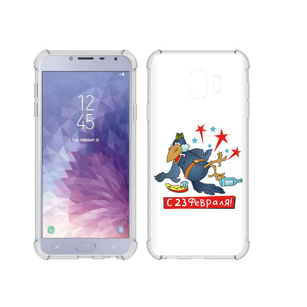 

Чехол MyPads Tocco для Samsung Galaxy J4 (2018) 23 февраля веселая птица, Прозрачный, Tocco