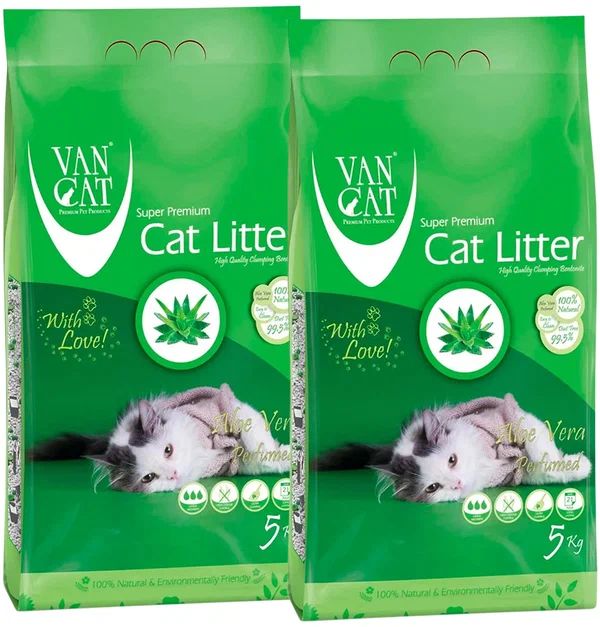 Комкующийся наполнитель VAN CAT ALOE VERA бентонитовый, алоэ вера, 2 шт по 5 кг Van Cat