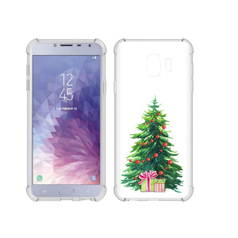 

Чехол MyPads Tocco для Samsung Galaxy J4 (2018) Елка новогодняя с подарками акварель, Прозрачный, Tocco