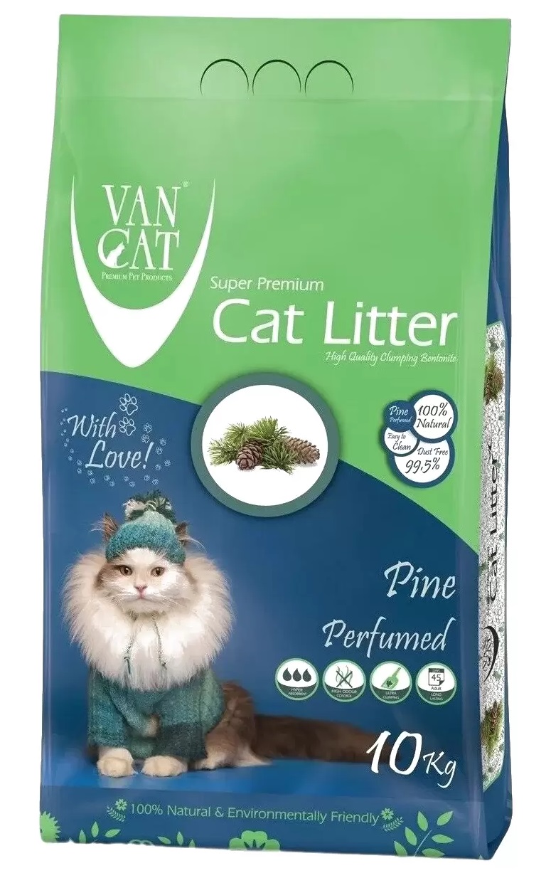 Комкующийся наполнитель Van Cat Pine  глиняный, сосновый лес, 4 шт по 10 кг