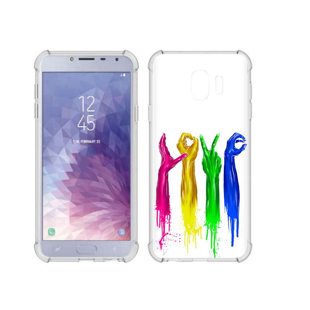 

Чехол MyPads Tocco для Samsung Galaxy J4 (2018) яркие руки love, Прозрачный, Tocco