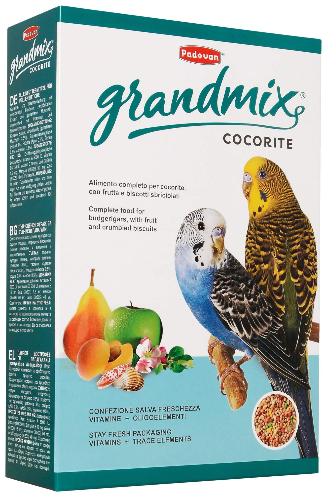 Сухой корм для волнистых попугаев PADOVAN GRANDMIX COCORITE, 4 шт по 1 кг