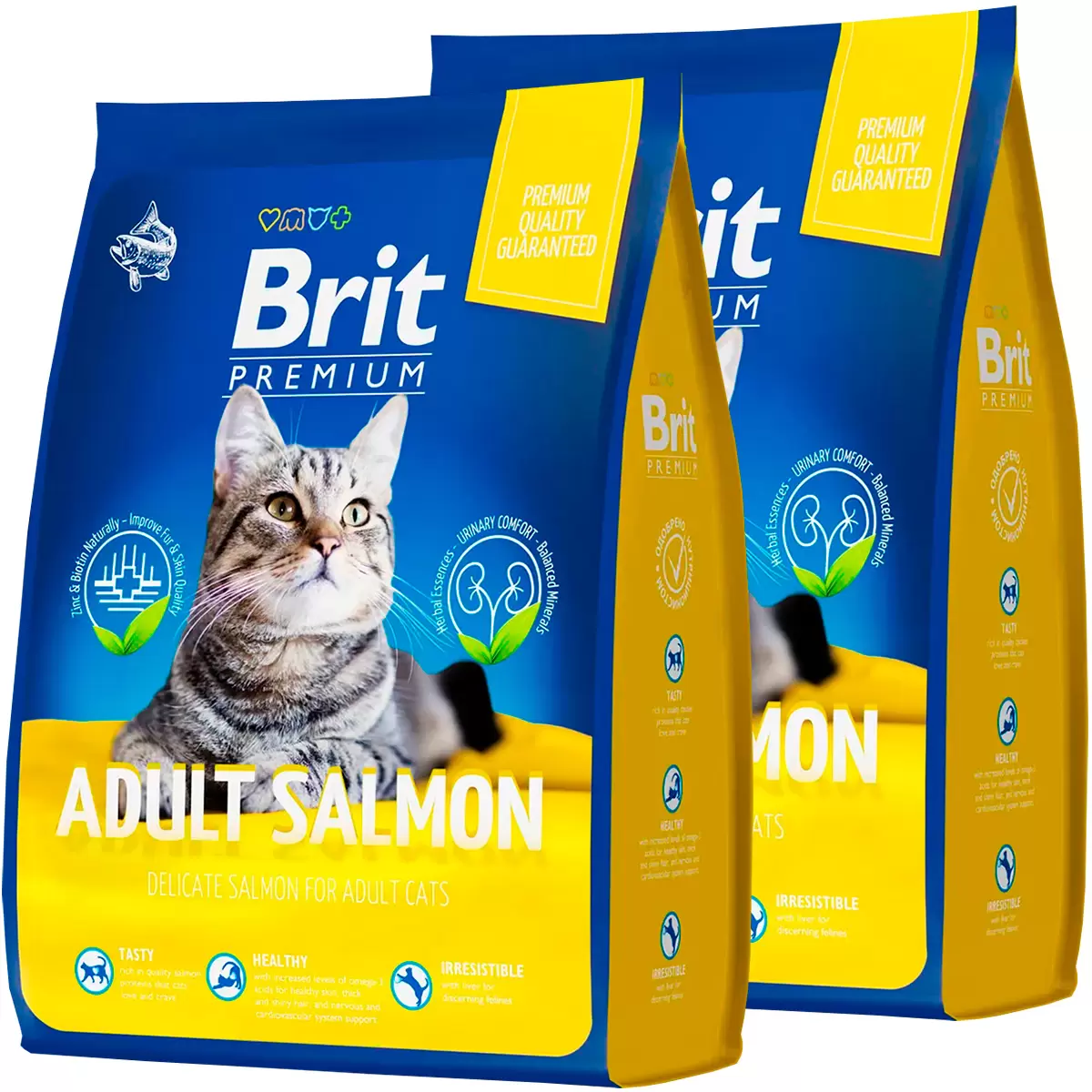 фото Сухой корм для кошек brit premium cat adult salmon с лососем, 2 шт по 0,8 кг