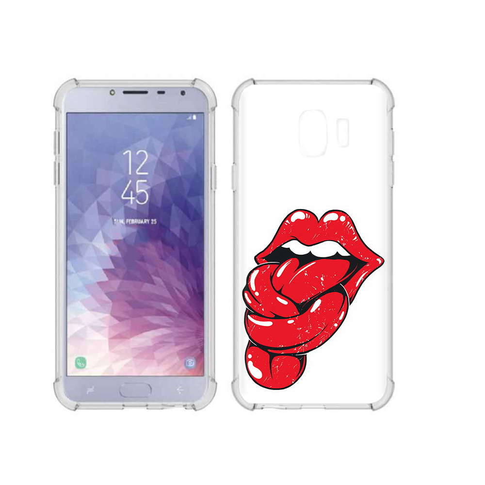 

Чехол MyPads Tocco для Samsung Galaxy J4 (2018) яркие губы с языком, Прозрачный, Tocco