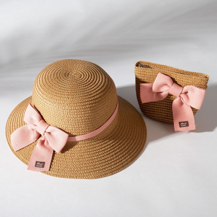 Комплект для девочки (шляпа р-р 52, сумочка) MINAKU цвет коричневый шляпа для девочки minaku с бантом коричневый р р 52