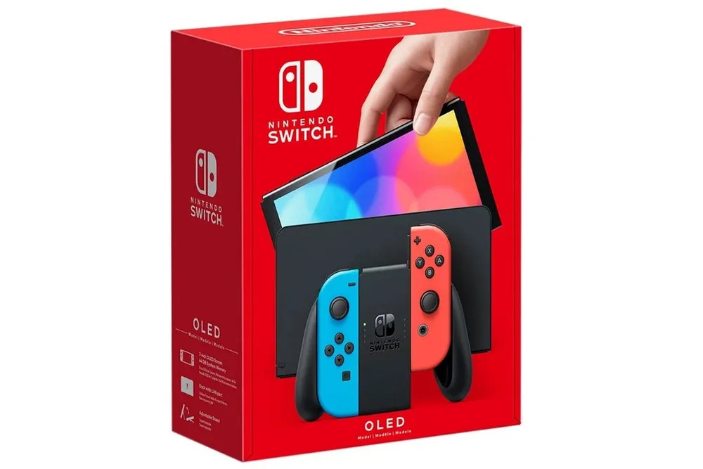 Игровая приставка Nintendo Switch OLED 64 ГБ, неоновый синий/неоновый красный