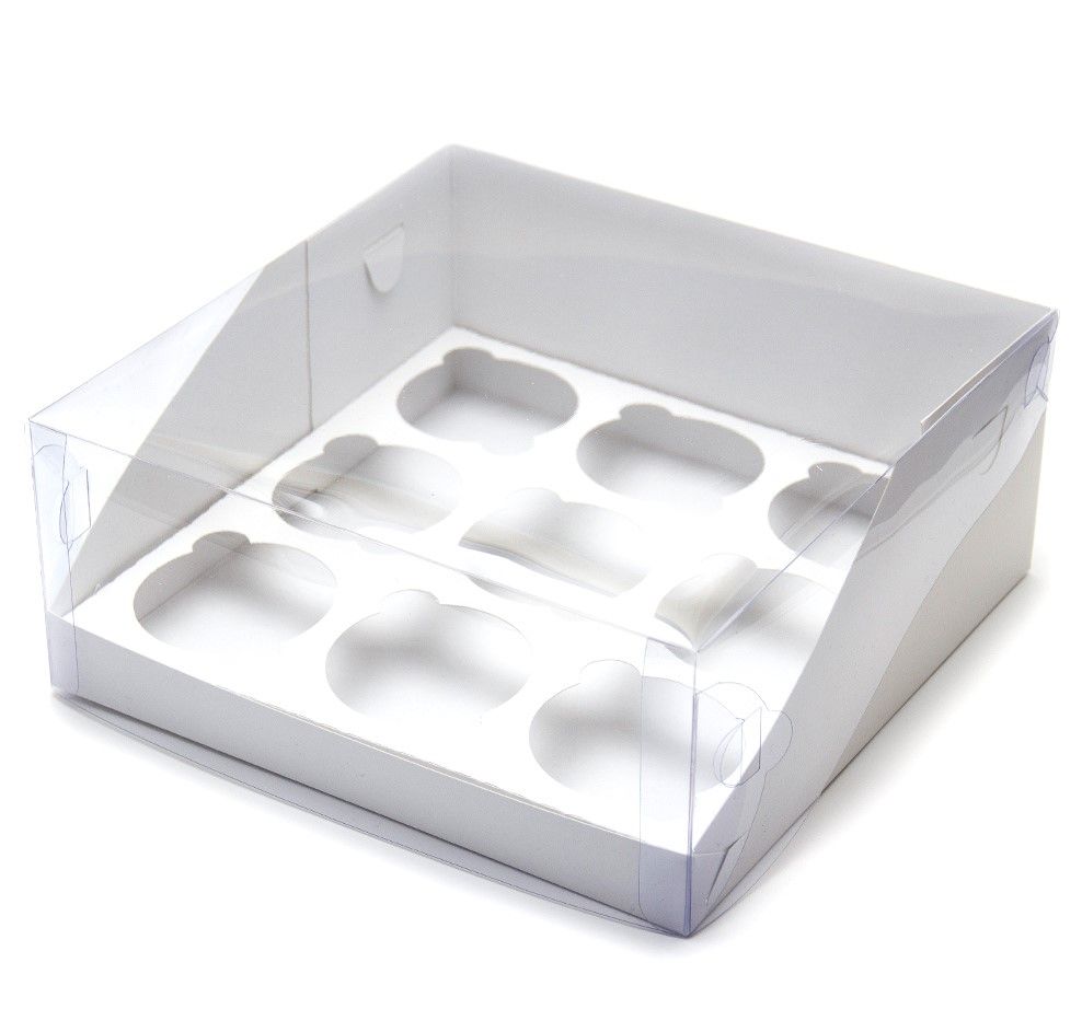 

Коробка nine white на 9 капкейков с пластиковой крышкой Белая, 23,5 х 23,5 х 10, 25 штук, Белый, nine white