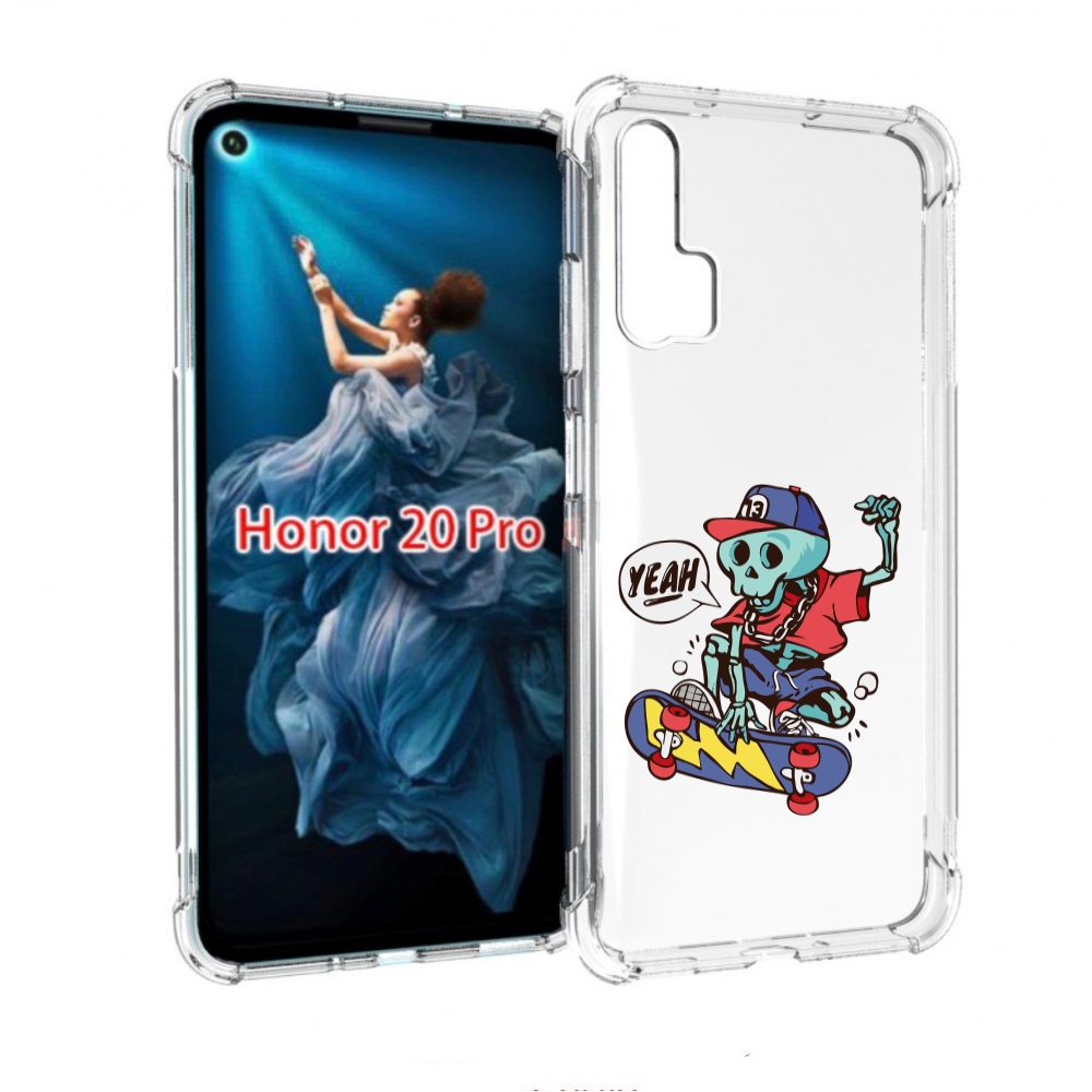 

Чехол бампер MyPads Скелет-на-скейте для Honor 20 Pro противоуда, Прозрачный, Tocco