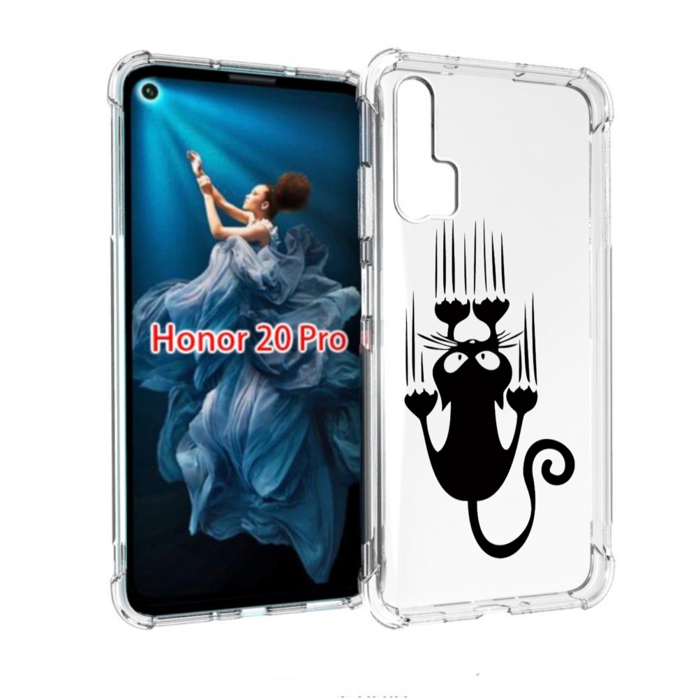 

Чехол бампер MyPads Свисающий-кот для Honor 20 Pro противоударный, Прозрачный, Tocco