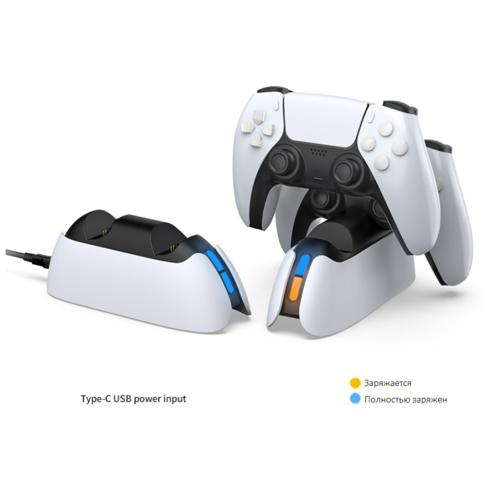 фото Зарядная станция для 2-x геймпадов dualsense (ps5) с быстрой зарядкой dobe charging dock